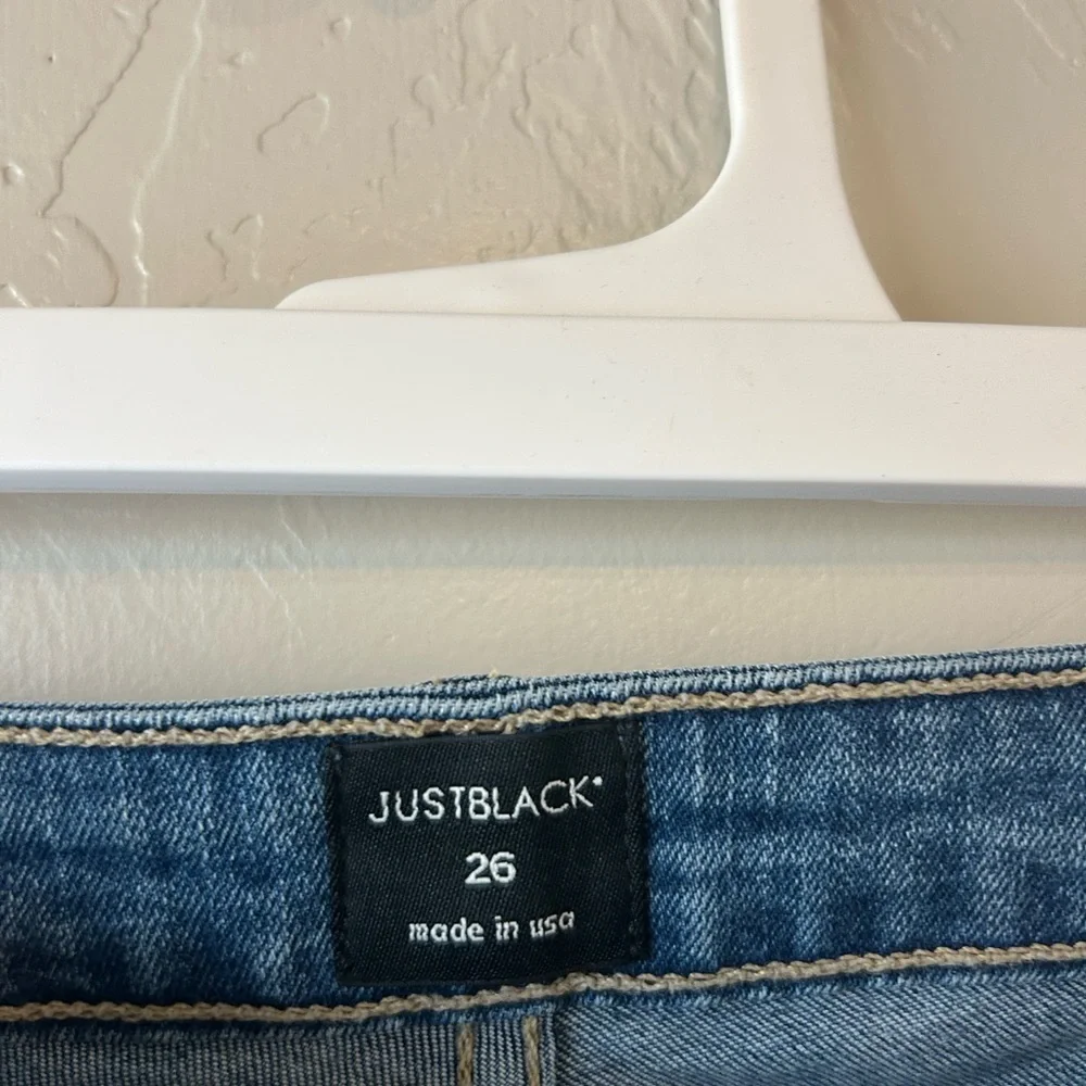 Just Black Denim Two Tone Contrast Panel Raw Hem Skinny Jeans Size 26